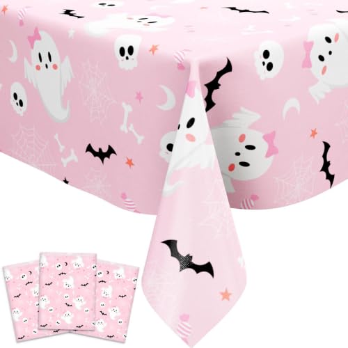 Pink Halloween Tablecloths 8-Pack Disposable Water-Resistant Party Covers for Girls Birthday Baby Shower - Variation 8