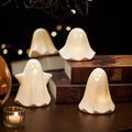 Light Up Ghost Halloween Decor - White Ceramic 5-Inch Halloween Table Figurine — Cute & Spooky Party Decor