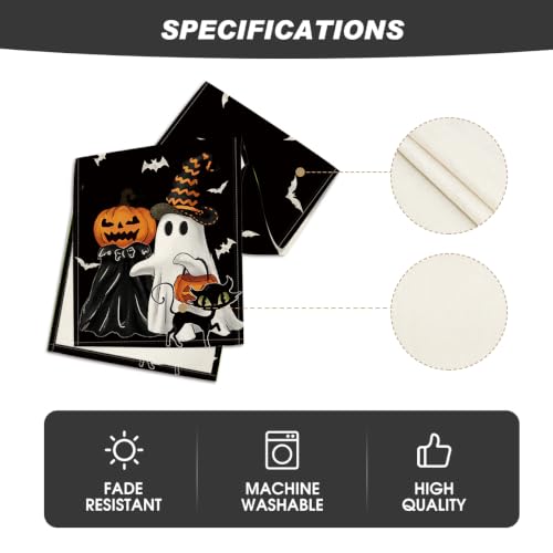 Halloween Table Runner 13x72 Inch Black Polyester Decor for Home Party
