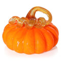Orange Red Hand Blown Glass Pumpkin - Fall Harvest Halloween Decor - Variation of Red