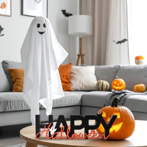 Happy Halloween Sign Wooden Table Centerpiece Black Indoor Decor