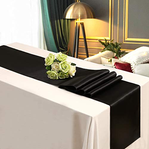 Black Satin Table Runners 16 Pack - 12x108 Inch Silk-Feel Fabric, Variation of THIS listing