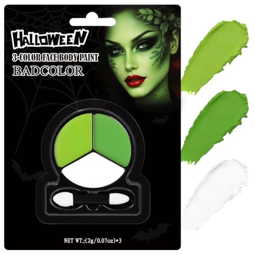 Green Monster Face & Body Paint Set with Applicator - Halloween, Cosplay, SFX, Grinch Variation