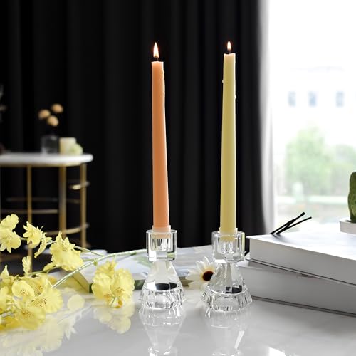 Crystal Candle Holders Set of 2 - Elegant Glass Tealight Stand for Weddings and Home Decor
