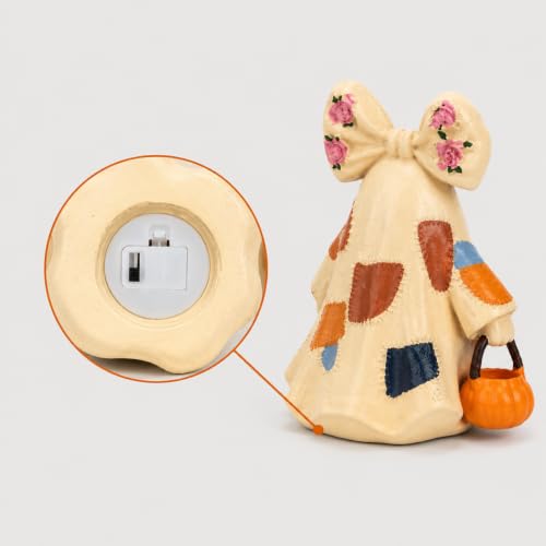 Halloween Ghost Night Light Statue with Pumpkin Basket - Style 1