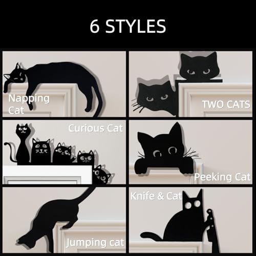 Halloween Cat Door Topper - Christmas Holiday Wall Decor Sign Frame