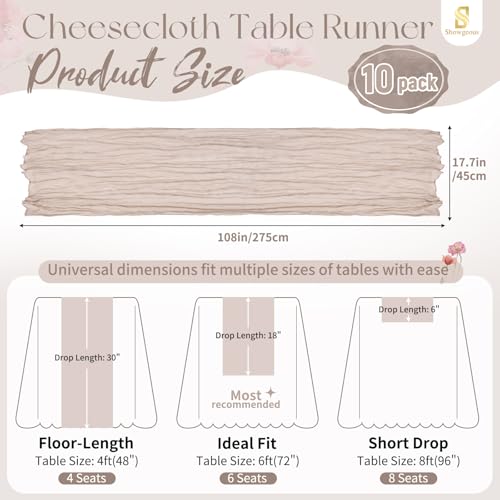 Rosy Brown Cheesecloth Table Runner 10 Pack - 17 x 108 Inches - Showgeous