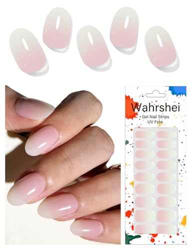 Pink Ombre Gel Nail Strips No UV, Long Lasting Nail Wraps - 22 Sheets with Prep & File