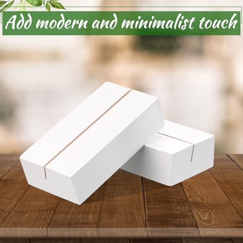 White Wooden Place Card Holders - 24 Pack, 3x1.6x0.8 Inches, Elegant Table Decor