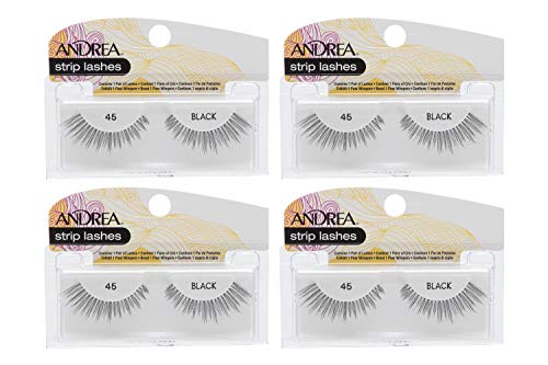 False Eyelashes Style 45 - Black 4 Pairs, Natural Look, Cruelty-Free - Andrea