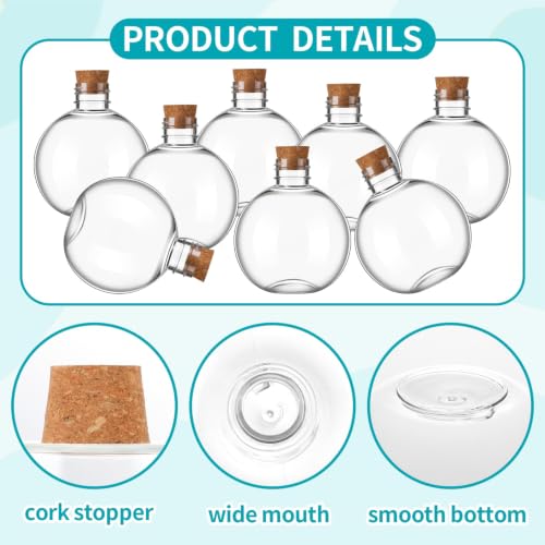30 Pcs Plastic Spherical Potion Bottles with Corks - 7 Oz Sand Art Bottles