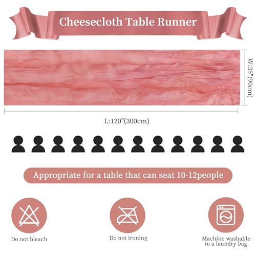 Rose Cheesecloth Table Runner 6 Pack 35x120 Inches Boho Rustic Home Decor Variation of Rose