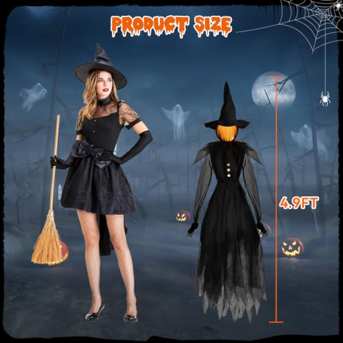 Halloween Decorations Outdoor Glowing Witches Set of 3 - 4.9 Ft Black Halloween Yard Decor