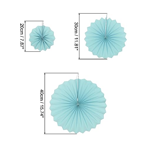 Blue Hanging Paper Fans Party Decorations Set - 6 Pcs for Weddings, Birthdays & Events