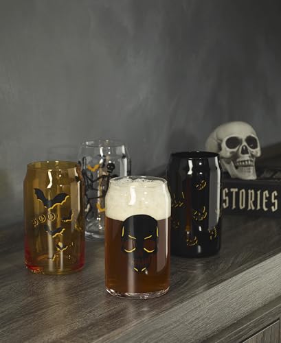 Halloween Can Cooler Glasses Set of 4 - 16oz Vintage Spooky Drinkware