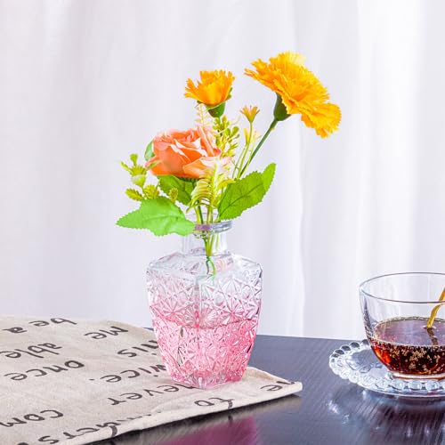 Pink Glass Small Flower Vases Set - 24 Pack for Party Centerpieces