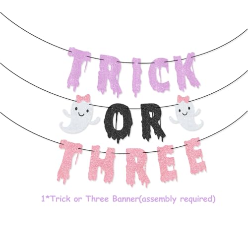 Halloween Trick or Three Party Kit with Banners Balloons Cake Toppers for Kids Celebration