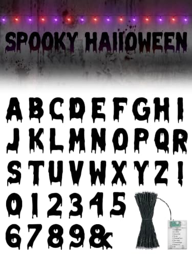 Acostop DIY Spooky Message Halloween Wall Decor with String Lights - Black