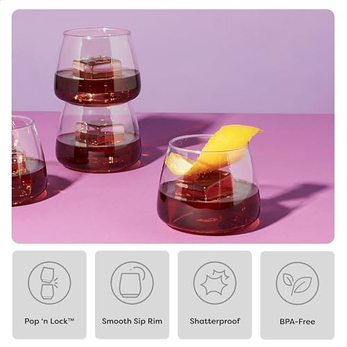 12oz Recyclable Unbreakable Whiskey Glass Set - Pack of 252 - Clear Plastic Rocks