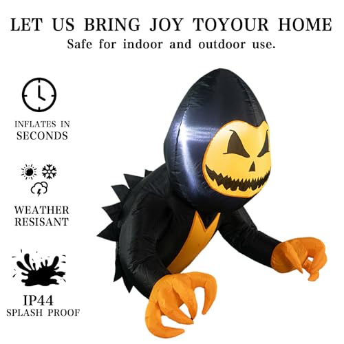 Inflatable Halloween Window Decoration - Pumpkin Ghost with White Lighting, 3.5 ft