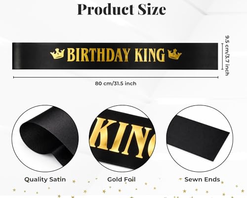 Birthday King Crown and Sash Set for Men - Royal Celebration Accessories