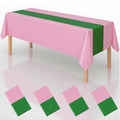 BYOJIA 4-Pack Witch Party Tablecloths - Pink & Green 54x108 Inches, Disposable Plastic Rectangular Cover for Kids Baby Shower & Halloween