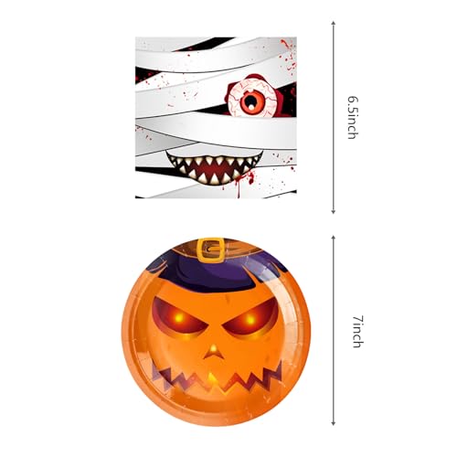 Halloween Party Plates Set - Disposable Pumpkin Monster Vampire Bat Tableware