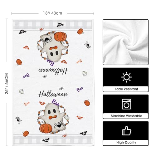 Beige Ghost Halloween Kitchen Towels Set of 2 - 18x26 Inch Artoid Mode