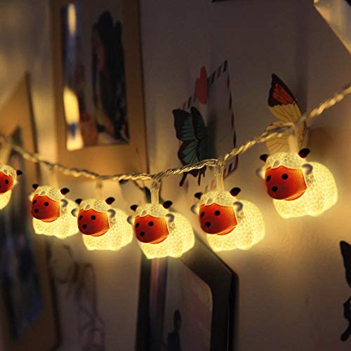 White Lamb Children's String Lights - 10 LED Little Sheep Decor for Kids Room & Party