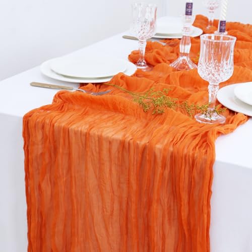 Orange Cheesecloth Table Runner - 36x10FT Bulk 5 Pack Rustic Fall Wedding Decor
