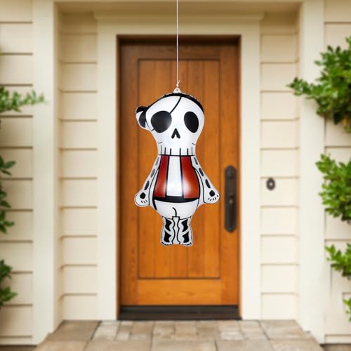 Inflatable Ghost Halloween Decoration - White Skull Variant