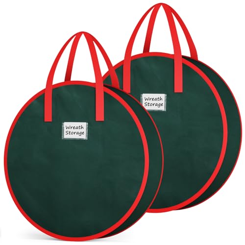 Criusia XL Green Christmas Wreath Storage Bag 30" x 8" with Handle