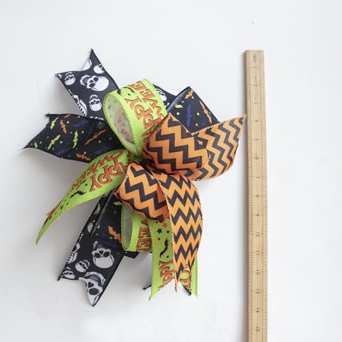 Halloween Wreath Bows - 14x11 Inch Indoor Outdoor Door Wall Window Decoration