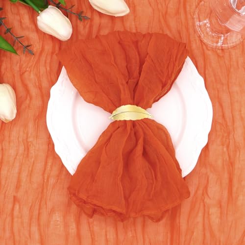 Orange Cheesecloth Napkins Set of 12 Fall Dinner Table Decor - Rustic Chic