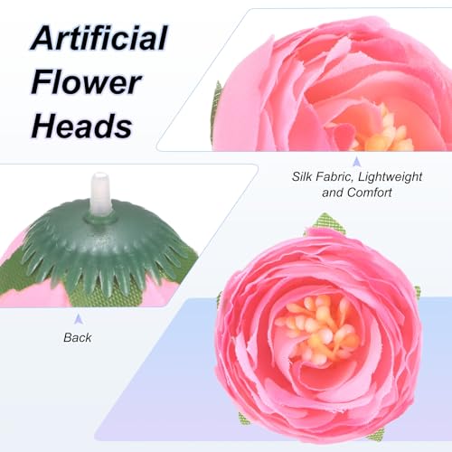 Pink Artificial Camellia Flower Heads 50-Pack - 1.3 Inch Faux Silk Flowers for Wedding & Decor