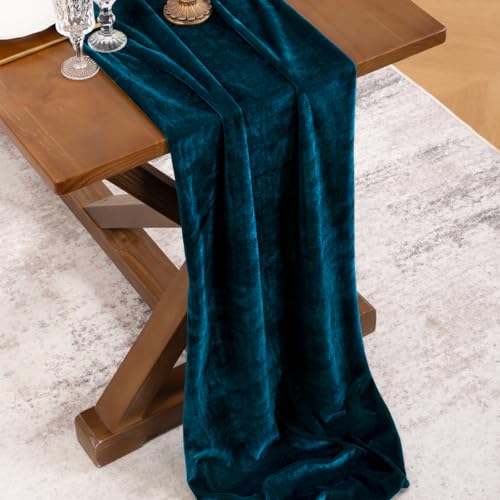 4-Pack Peacock Velvet Table Runner 20 x 120 Inches Fall Wedding Party Decor