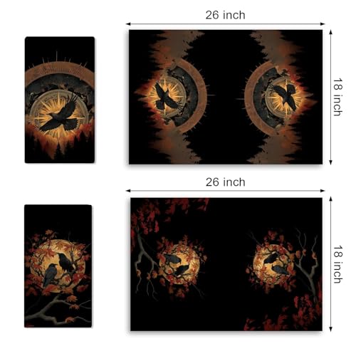 Dark Academia Gothic Black Raven Kitchen Dish Towels Set of 2 - Home Decor