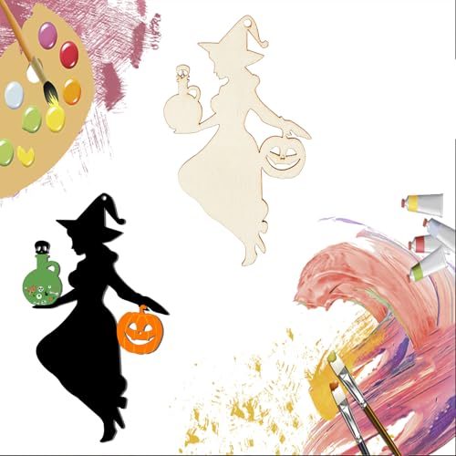 Wooden Potion Bottle Witch Halloween Ornaments - Unfinished Craft Set, 20 Pieces