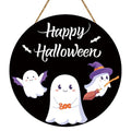 Halloween Door Sign Decor - Cute Ghost & Bat Welcome Halloween Wall Hanging