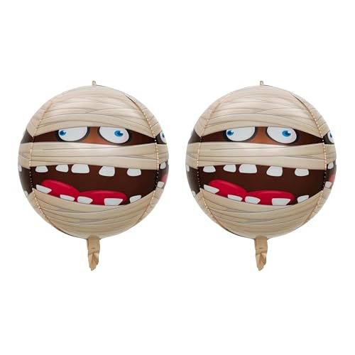2-Pack 22-Inch Mummy Head Foil Balloons for Halloween & Egyptian Theme Decor