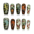 Halloween Character Art Press-On Nails Long Coffin S - Spooky Scene & Gothic Design