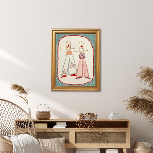 Western Couple Wall Art Canvas - Boho Rustic Ranch Decor 8x10in - Style-4