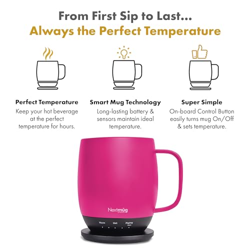 14 Ounce Temperature-Controlled Self-Heating Coffee Mug - Pink