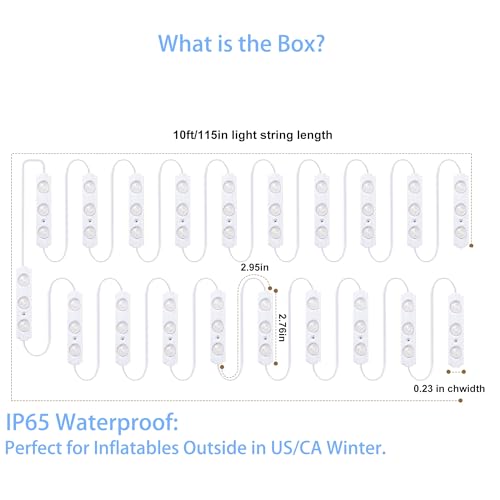 12V White LED Replacement Lights for Inflatable Decorations - Waterproof 20 Pack