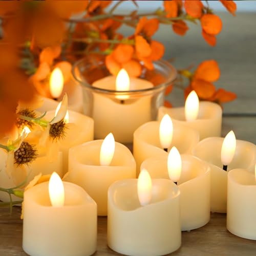 Ivory Flameless LED Tea Lights Votives 24 Pack - Realistic Flickering Candles