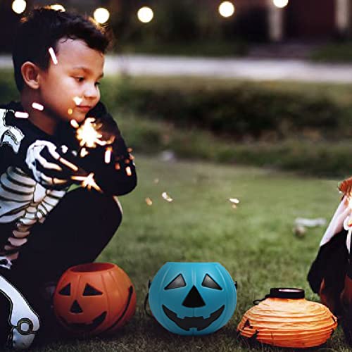 Blue Halloween Pumpkin Candy Bucket with Handle - 8.3 Inch Trick or Treat Toy