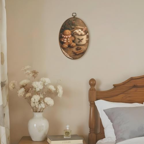 Christmas Oval Wall Art Canvas - LKETW Holiday Seasonal Decor 8.6x11.4 - Variation of Christmas25