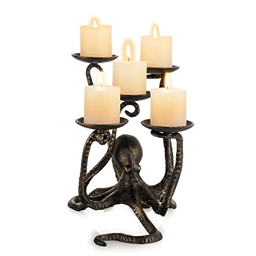 Gothic Octopus Candle Holder for Halloween and Home Decor - Iron Candelabra