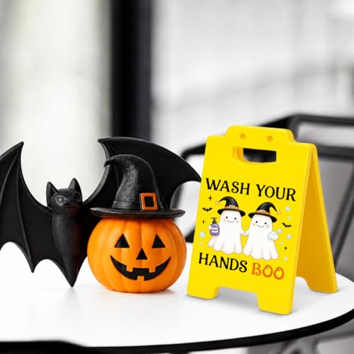 Halloween Decor Funny Ghost Wash Your Hands Sign - Boo Bathroom Sign, Color B