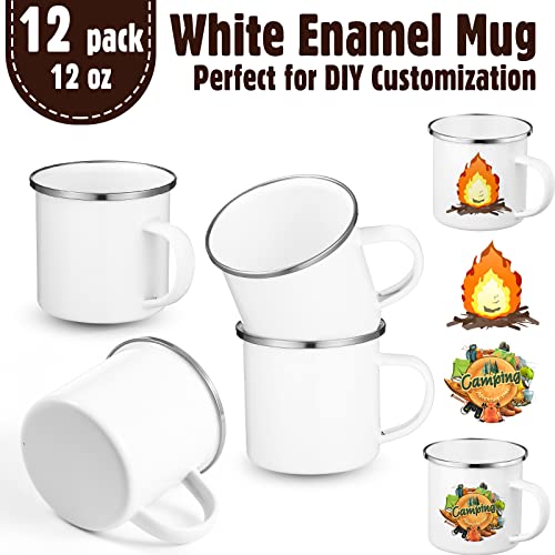 12 Pack Sublimation Enamel Camping Mugs - Halloween Party Gifts & DIY